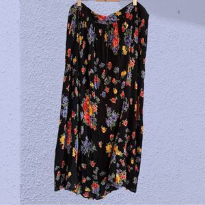 Vintage 90s broomstick skirt crepe maxi floral print